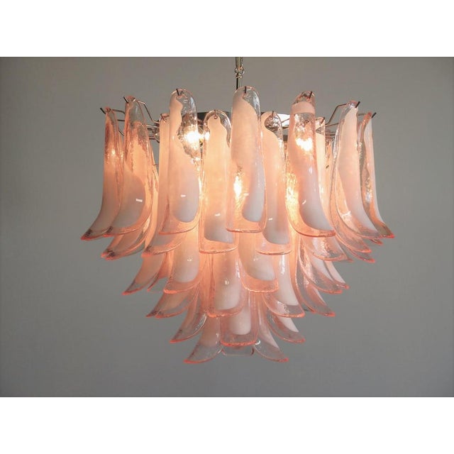 Flamingo Italian Pink Petal Chandeliers, Murano, 1995, Set of 2 For Sale - Image 12 of 14