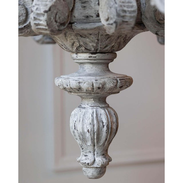 20th Century French Carved and Painted Wood Twelve-Light Chandelier For Sale - Image 16 of 18