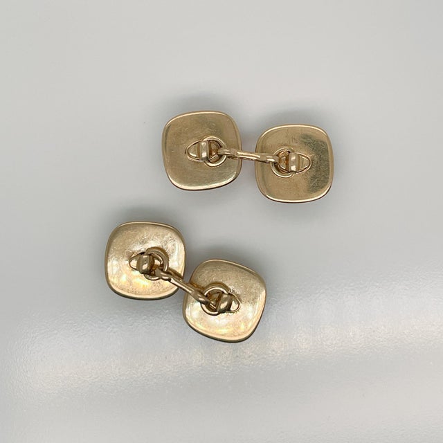 Metal Pair of Antique Art Deco Signed Larter & Sons Carnelian Cabochon Cufflinks For Sale - Image 7 of 8