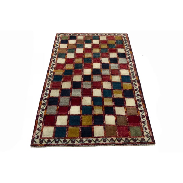 Hand-Knotted Gabbeh Nomadic Rug For Sale - Image 4 of 11