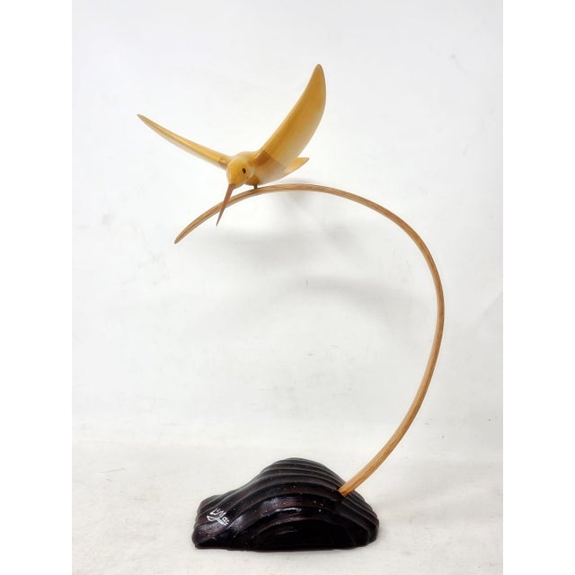 Folk Art Vintage 1990s Hand Carved Wood Hummingbird Sculpture - l.s. "Mac" McLaughlin For Sale - Image 3 of 16