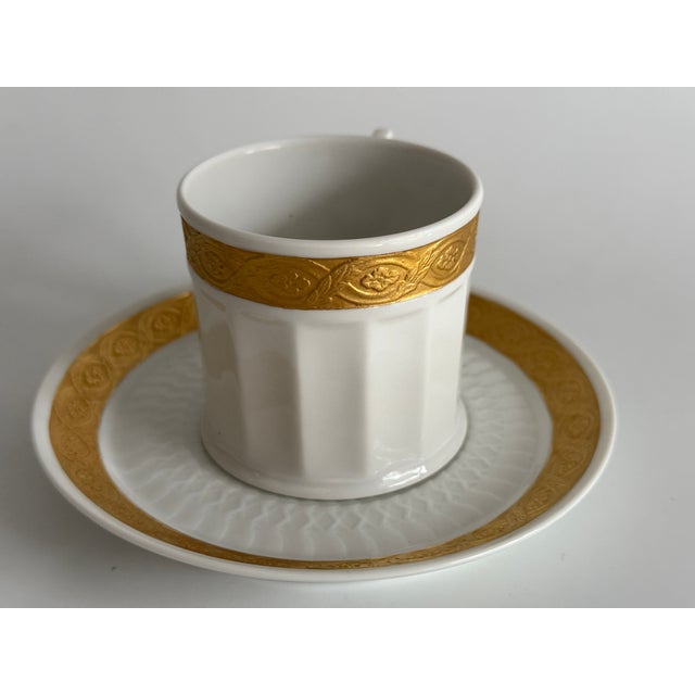Fan Gold Espresso Cups and Saucer from Royal Copenhagen, 1970s, Set of 2 For Sale - Image 6 of 7