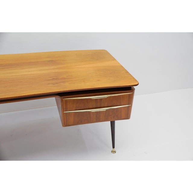 Large Desk with Brass Details, Germany, 1950s For Sale - Image 14 of 18