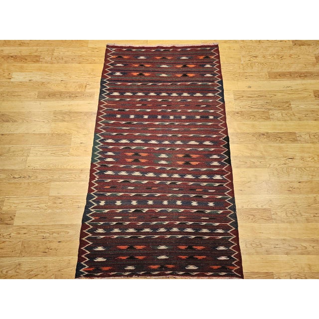 Moroccan Vintage Moroccan Kilim Rug, Handwoven Wool, Geometric Design, 4' X 6' For Sale - Image 3 of 10
