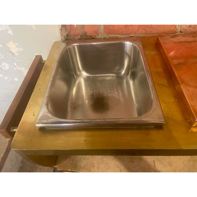 Mid 20th Century Copper Brass Buffet Double Serving Warmer Bakelite Handles Industrial Catering For Sale - Image 9 of 11
