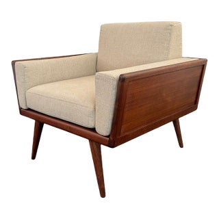 1950s Mid-Century Modern Walnut Case Armchair by Mel Smilow For Sale