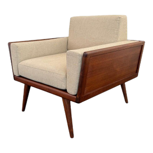 1950s Mid-Century Modern Walnut Case Armchair by Mel Smilow