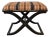 Rare Vintage Port 68 Ebonized Wood X-Leg Neoclassical Alex Stool With Striped Upholstery For Sale