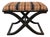 Rare Vintage Port 68 Ebonized Wood X-Leg Neoclassical Stool With Striped Upholstery For Sale
