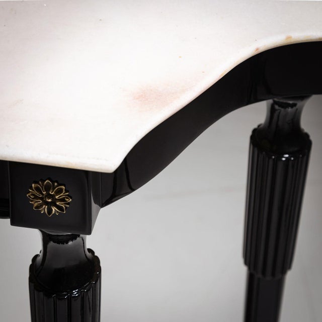 Mid-20th Century Black Console Table with White Stone Top, Italy For Sale In New York - Image 6 of 18
