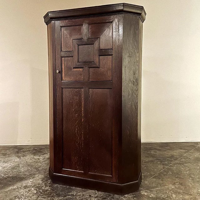 19th Century English Cupboard boasts a stately yet rustic presence, ideal for the casual decor. The shallow design coupled...