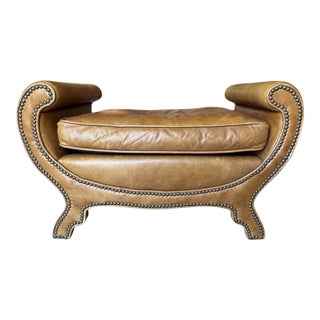 Vintage Leather Ottoman by Century Furniture For Sale