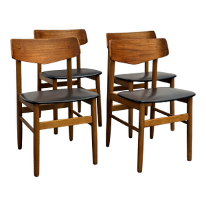 Set of 4 Danish Modern Teak Back Dining Chairs, Farstrup Mobler Circa 1960s