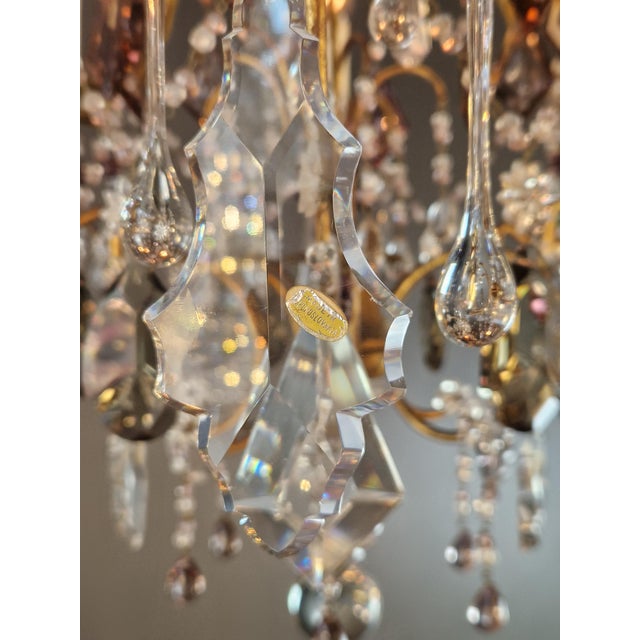 1940s Crystal Chandelier Purple and Bohemian Czech Crystals Floral European Design For Sale - Image 11 of 12