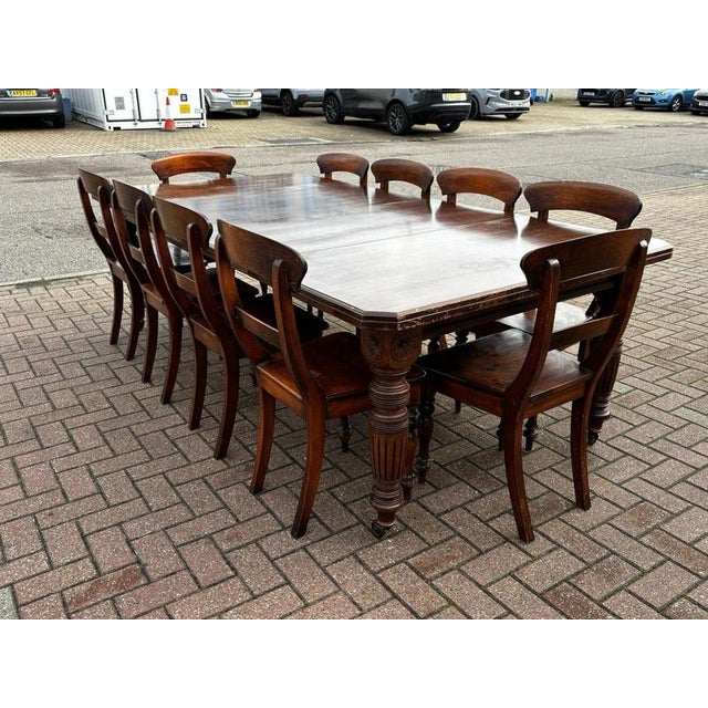 Extending Dining Table & 10 Chairs with 2 Leaves, Set of 11 For Sale - Image 10 of 18