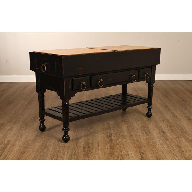 Rustic European French Colonial Style Butcher Block Kitchen Island For Sale - Image 3 of 18