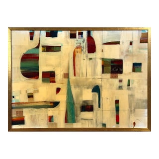 Vintage Abstract Postmodernist Painting, Signed (Mixed Media in Layered Resin) For Sale