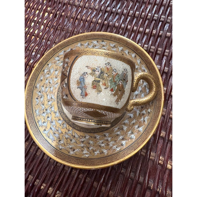 Japanese Meiji Period (1868-1912) Satsuma Demitasse Teacup and Saucer For Sale - Image 3 of 8