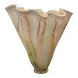 1990s Michael Nourot Art Glass Ruffled Vase - Signed For Sale