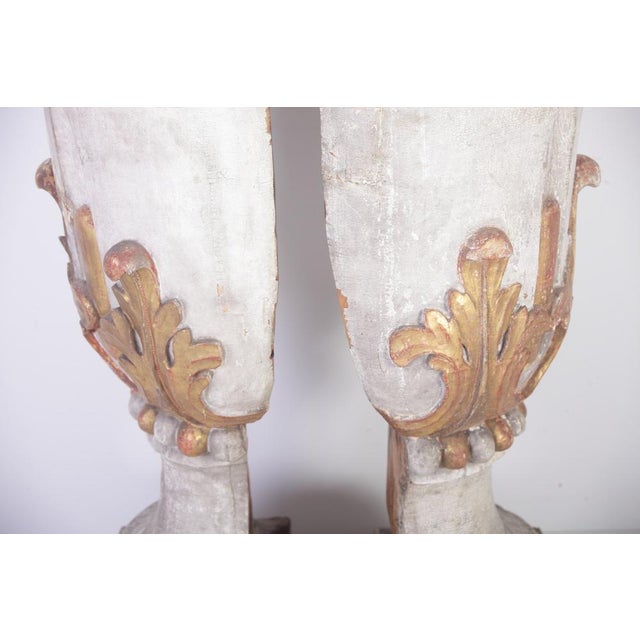 Cream Large 18th Century Bohemian Decorative Lime Wood Vases, Set of 2 For Sale - Image 8 of 18