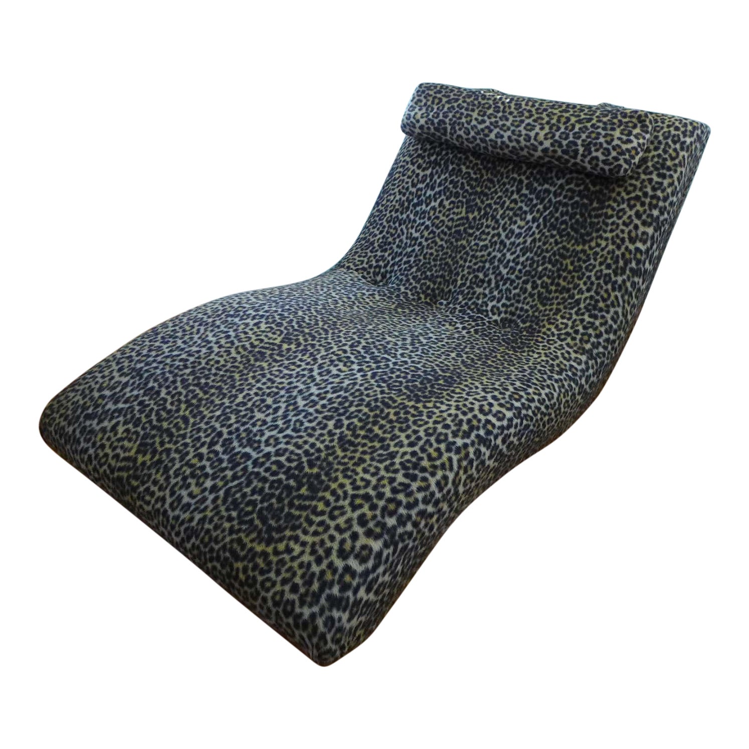 1960s Leopard Wave Chaise Lounge Mid Century Modern Plush Oversized