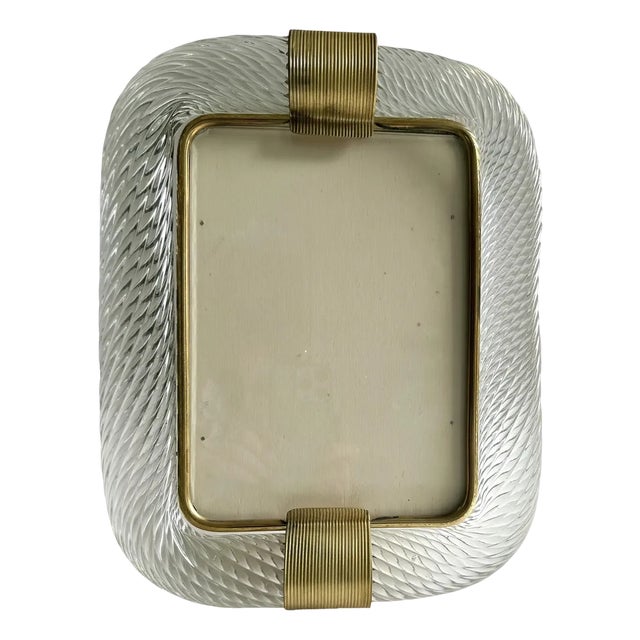 Torchon Picture Frame in Murano Glass and Brass by Simoeng For Sale