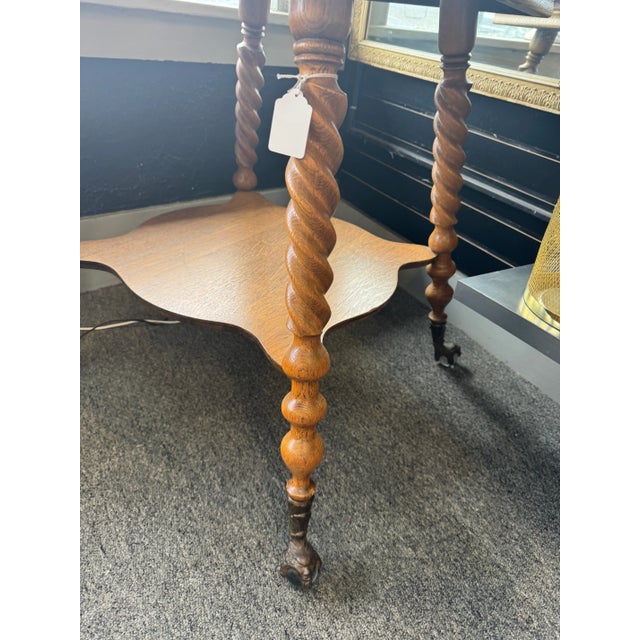 Antique Barley Twist Leg, Quarter Sawn Oak Entry or Parlor Table For Sale - Image 11 of 12