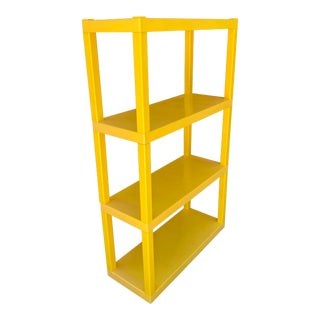 1970s Retro Mid-Century Modern Yellow Plastic Shelving Unit For Sale