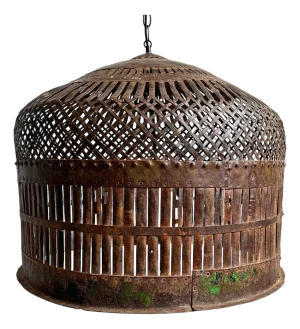Vintage Farmhouse Iron Cage Pendant Light