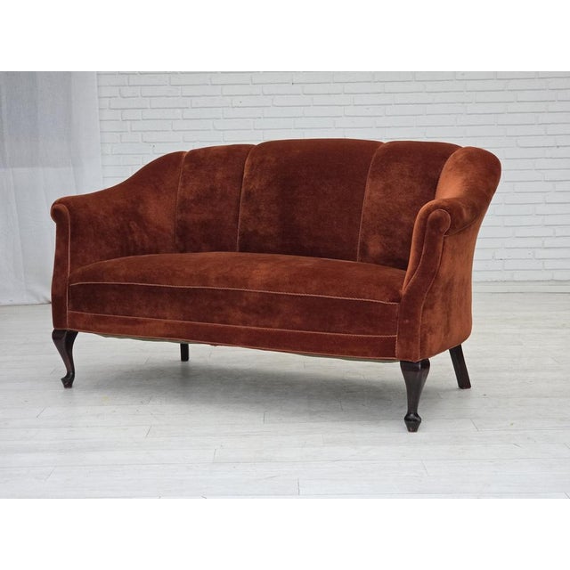 Danish 2-Seater Sofa in Velour and Oak, 1950s For Sale - Image 16 of 18