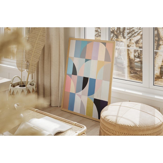 Bauhaus 2026, the Harlequin, Bauhaus Grid Painting on Watercolor Paper, Op Art by Natalia Roman For Sale - Image 3 of 8