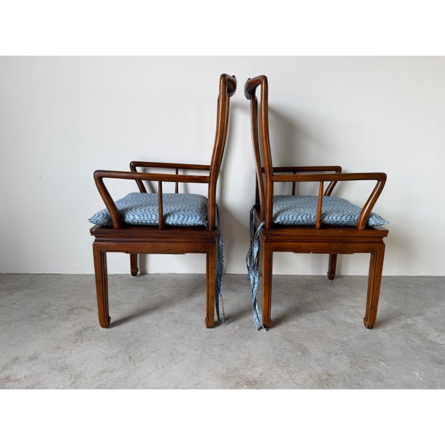 Brown Vintage Henredon Hollywood Regency Chinoiserie Sculpted Mahogany Dining Armchairs – Pair For Sale - Image 8 of 16