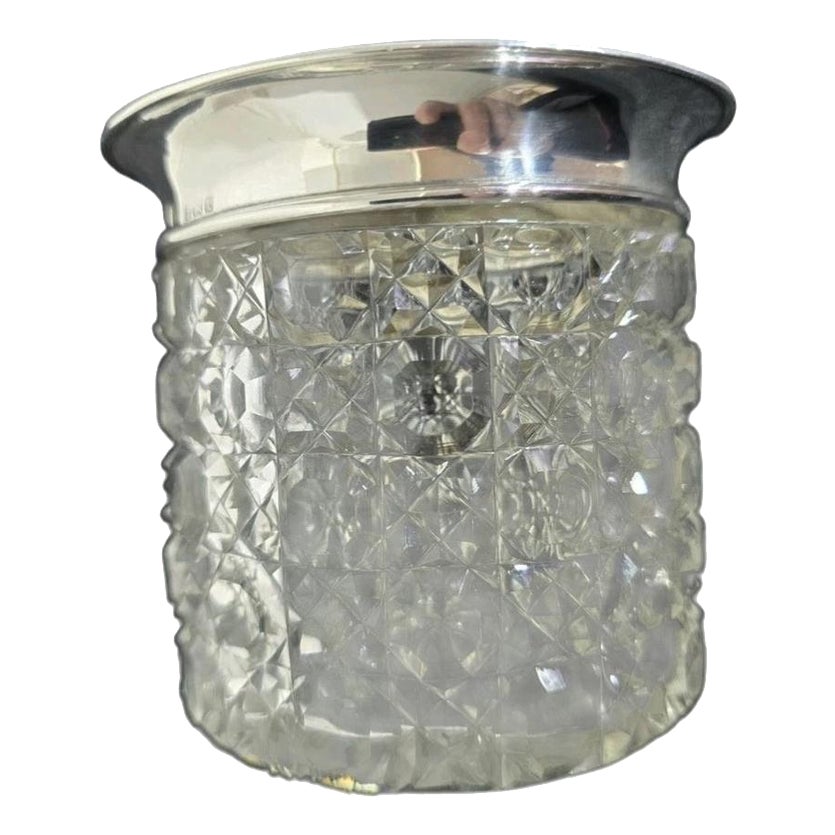 Antique Sterling Silver & Cut Glass Dressing Table Jar, 1918 | Chairish