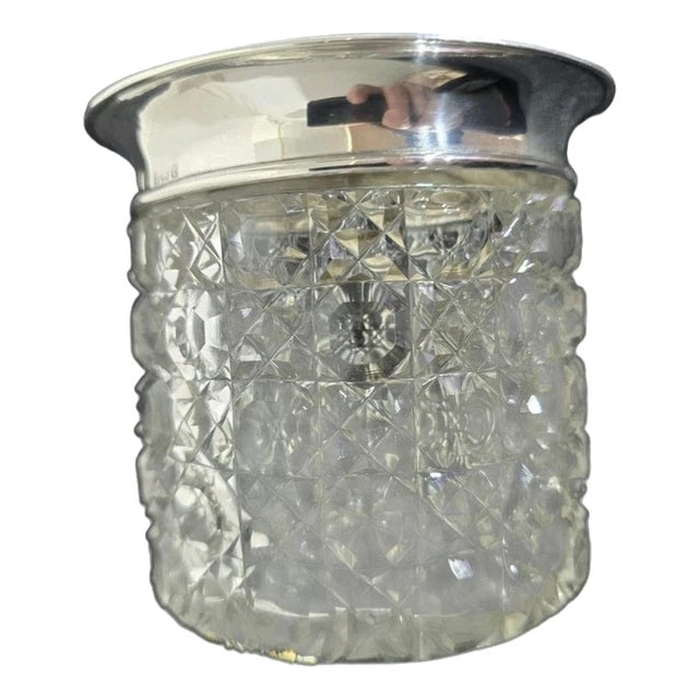 Antique Sterling Silver & Cut Glass Dressing Table Jar, 1918 For Sale