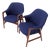 New Blue Wool Upholstery Teak Frames Danish Mid-Century Modern Lounge Chairs For Sale