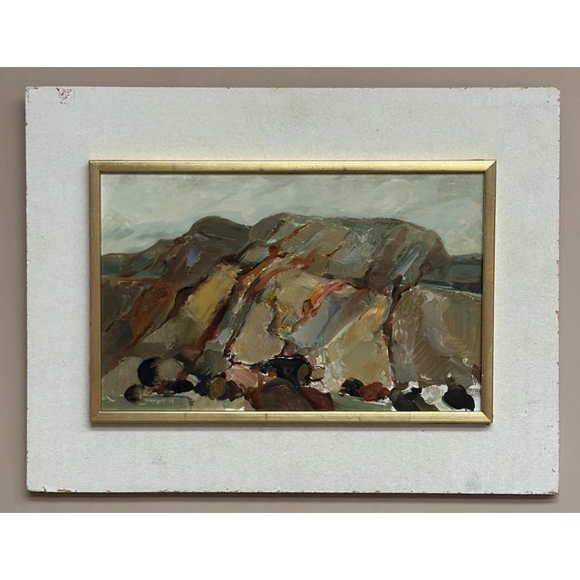 Mid-Century Modern S.E. Hellqvist, Landscape Composition, 1968, Oil Painting on Board Formation, Framed For Sale - Image 3 of 15