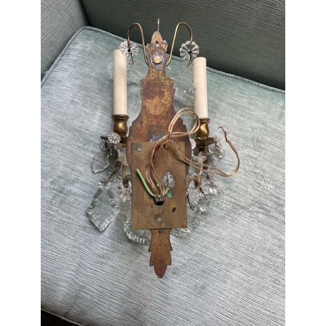 Pair of French Bronze and Crystal Antiques Sconces For Sale - Image 11 of 12