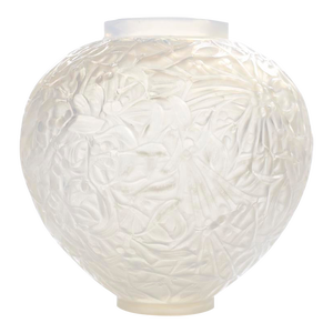René Lalique 1920s Gui Frosted Glass Vase