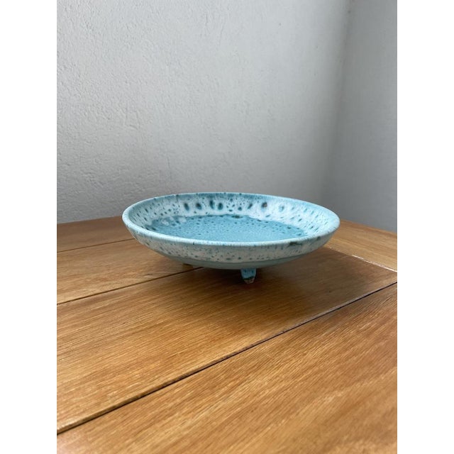 Blue Blue Enameled Tripod Plate Dish, 1950s For Sale - Image 8 of 18