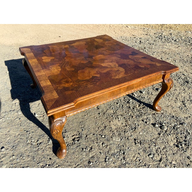 Vintage Mid Century Modern French Provincial Parquetry Burl Wood Coffee Table For Sale - Image 18 of 18