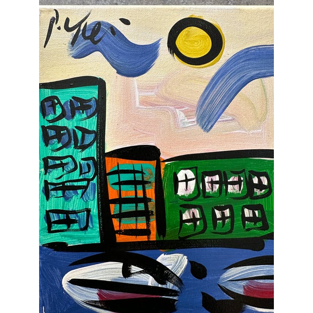 Late 20th Century Abstract City Painting, Peter Keil For Sale - Image 5 of 5