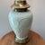 Metal Vintage Large Ivory Porcelain Embossed Leaf Design & Brass Lamp Footed Base by Ethan Allen For Sale - Image 7 of 12