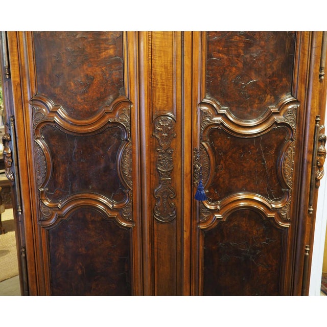 Spectacular Walnut and Burl Walnut Régence Armoire From Lyon, France, Circa 1715 For Sale - Image 16 of 18
