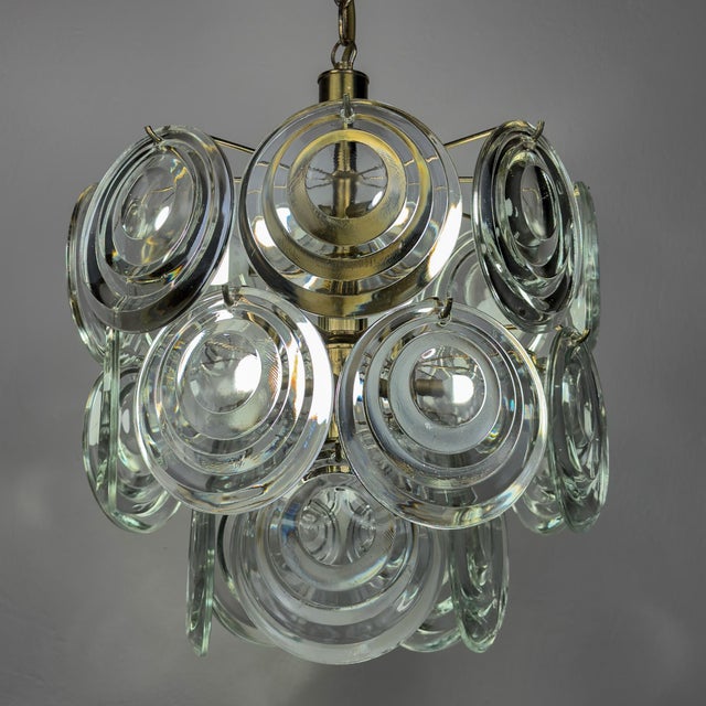 Vintage Glass Disc Chandelier, Italy 1970s For Sale - Image 14 of 18