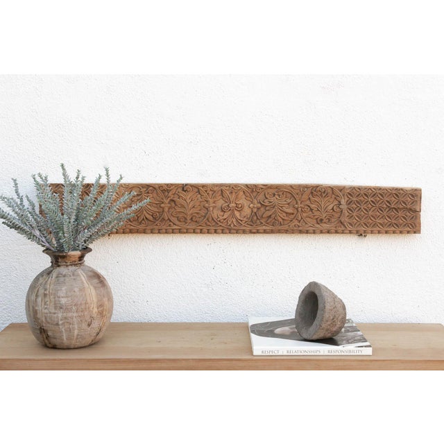 Brown Floral Moorish Fusion Indian Carved Lintel For Sale - Image 8 of 8