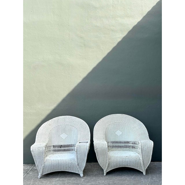 Vintage Woven Rattan Bar Harbour Lounge Chairs - A Pair For Sale - Image 11 of 12