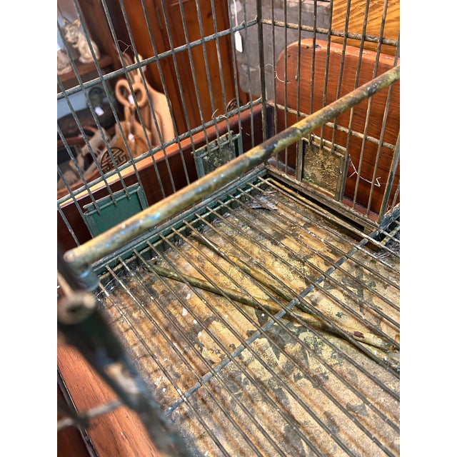 Yellow Enormous Vintage Metal Bird Cage For Sale - Image 8 of 13