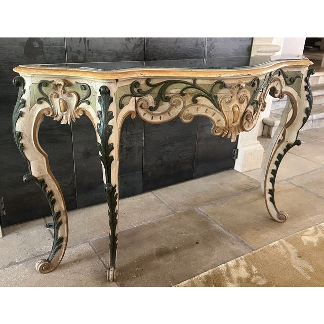 19th Century Rococo Style Italian Console Table Marble Top For Sale - Image 14 of 18