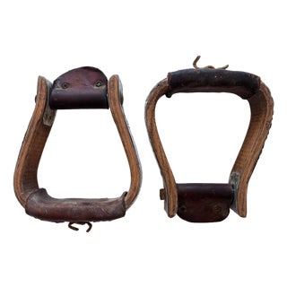 1950s Vintage Western Horse Saddle Stirrups, a Pair For Sale