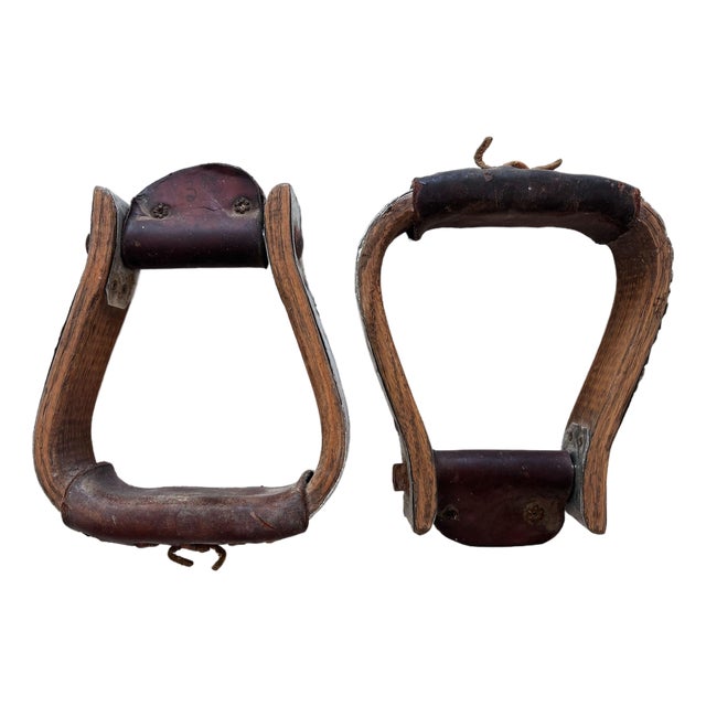 1950s Vintage Western Horse Saddle Stirrups, a Pair For Sale